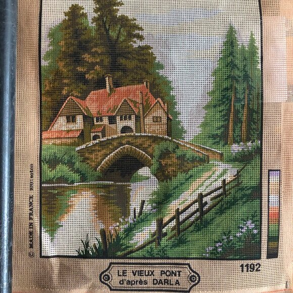 Vintage Margot Creations de Paris Needlepoint LE VIEUX PONT - Picture 1 of 2